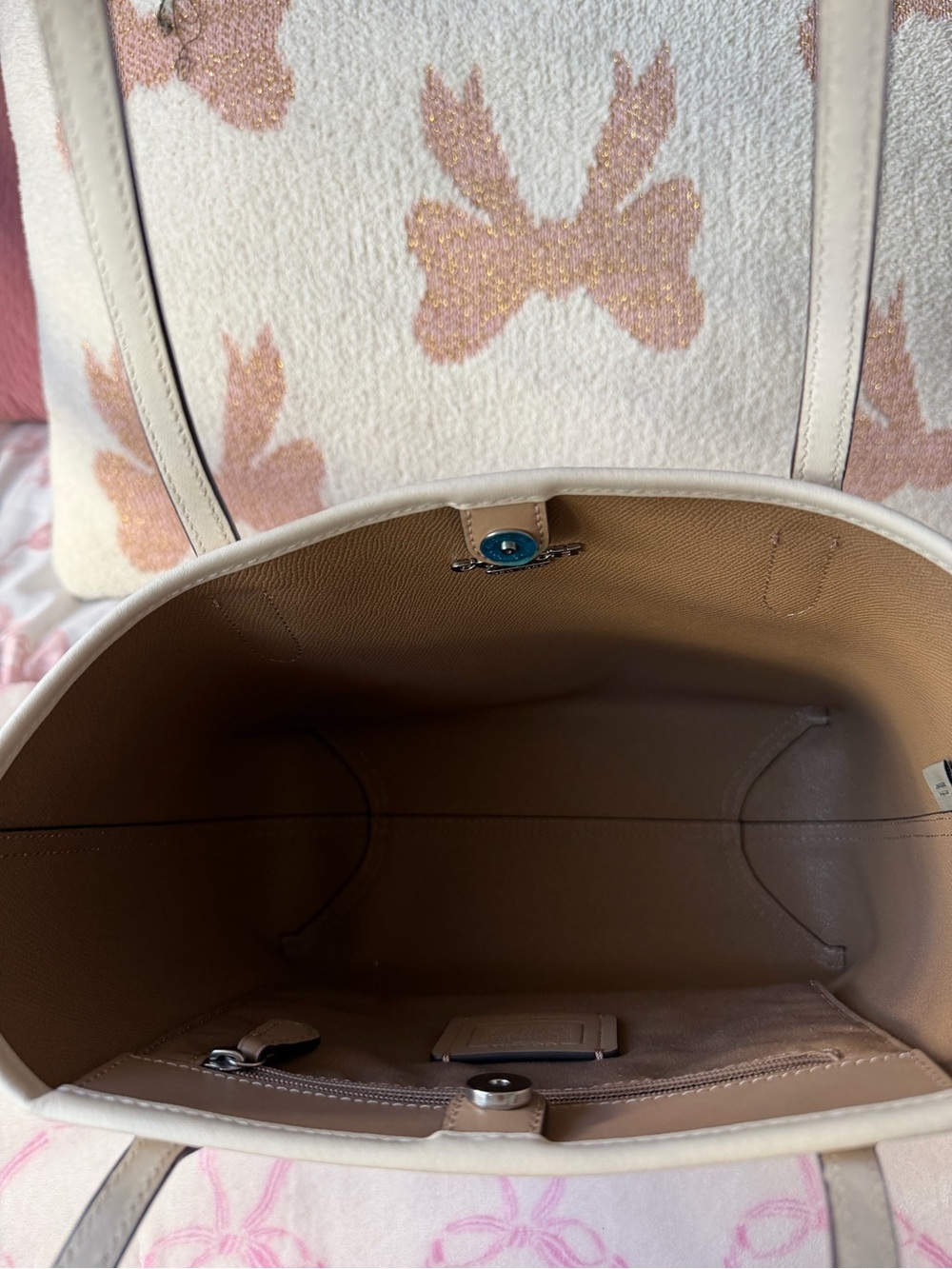 Coach Cream Mini Tote with Multicolor Snail Motif - Picture 4 of 7